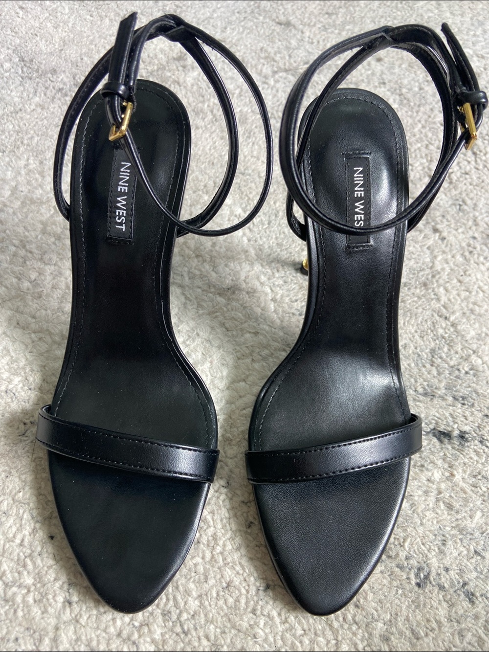 NWOB Nine West Reina Ankle Strap Stiletto Sandals Black - Picture 2 of 9